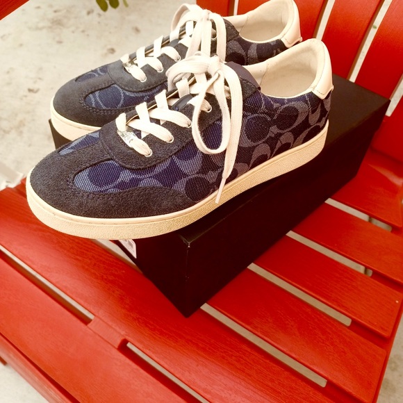 Coach Signature Denim Sneaker with Suede Trim. - Picture 1 of 4